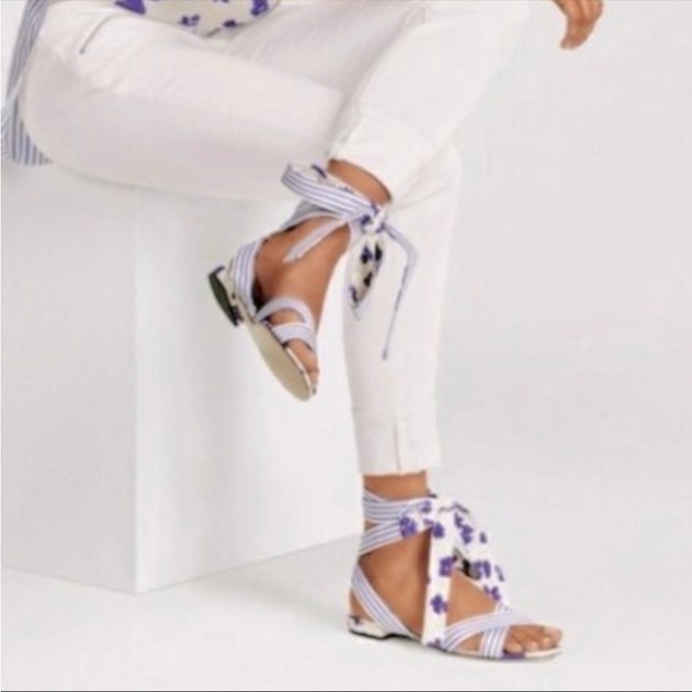 CAbi Blue and White Striped Sandals